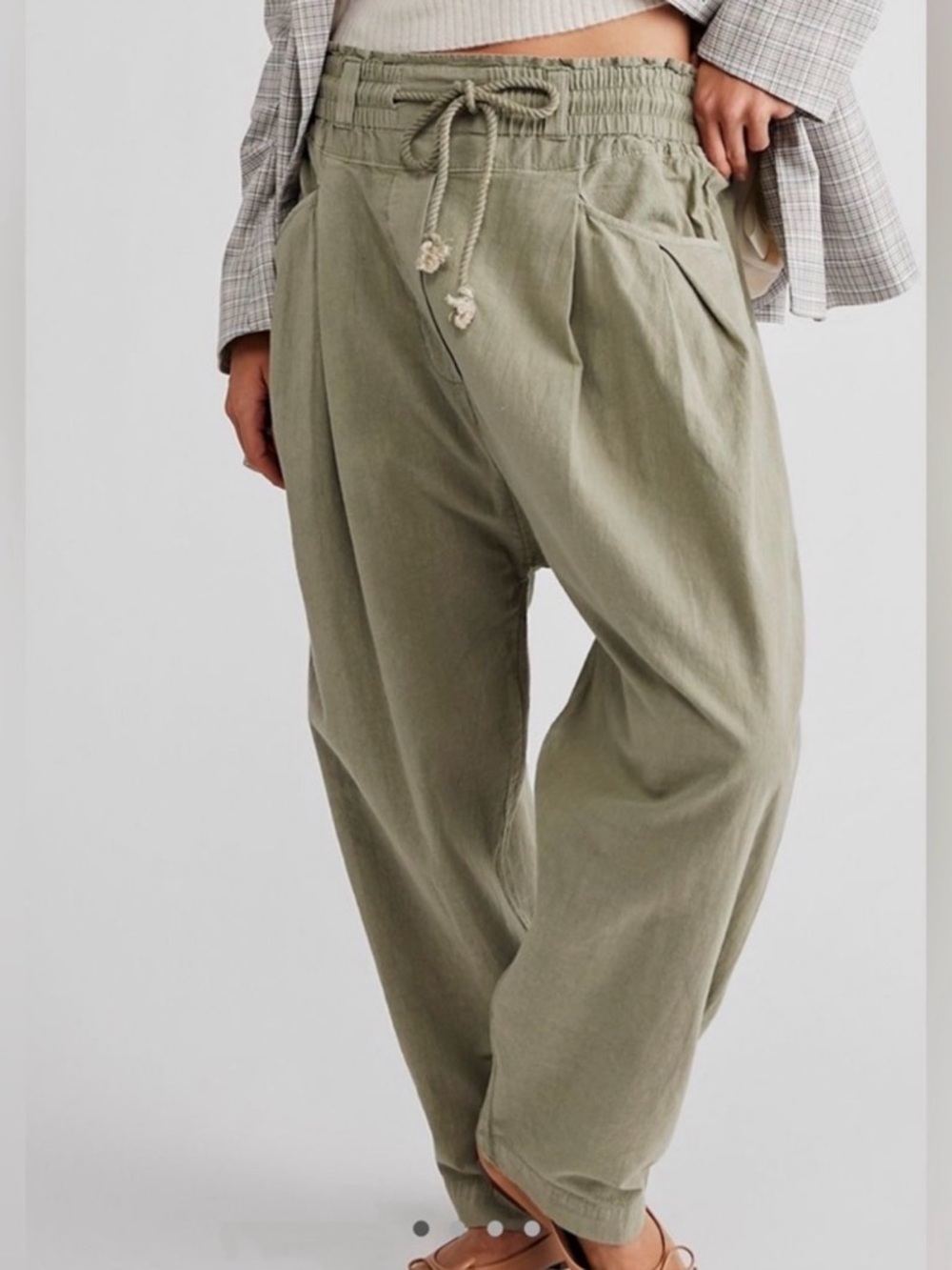 Free People Olive Green Relaxed Drawstring Joggers